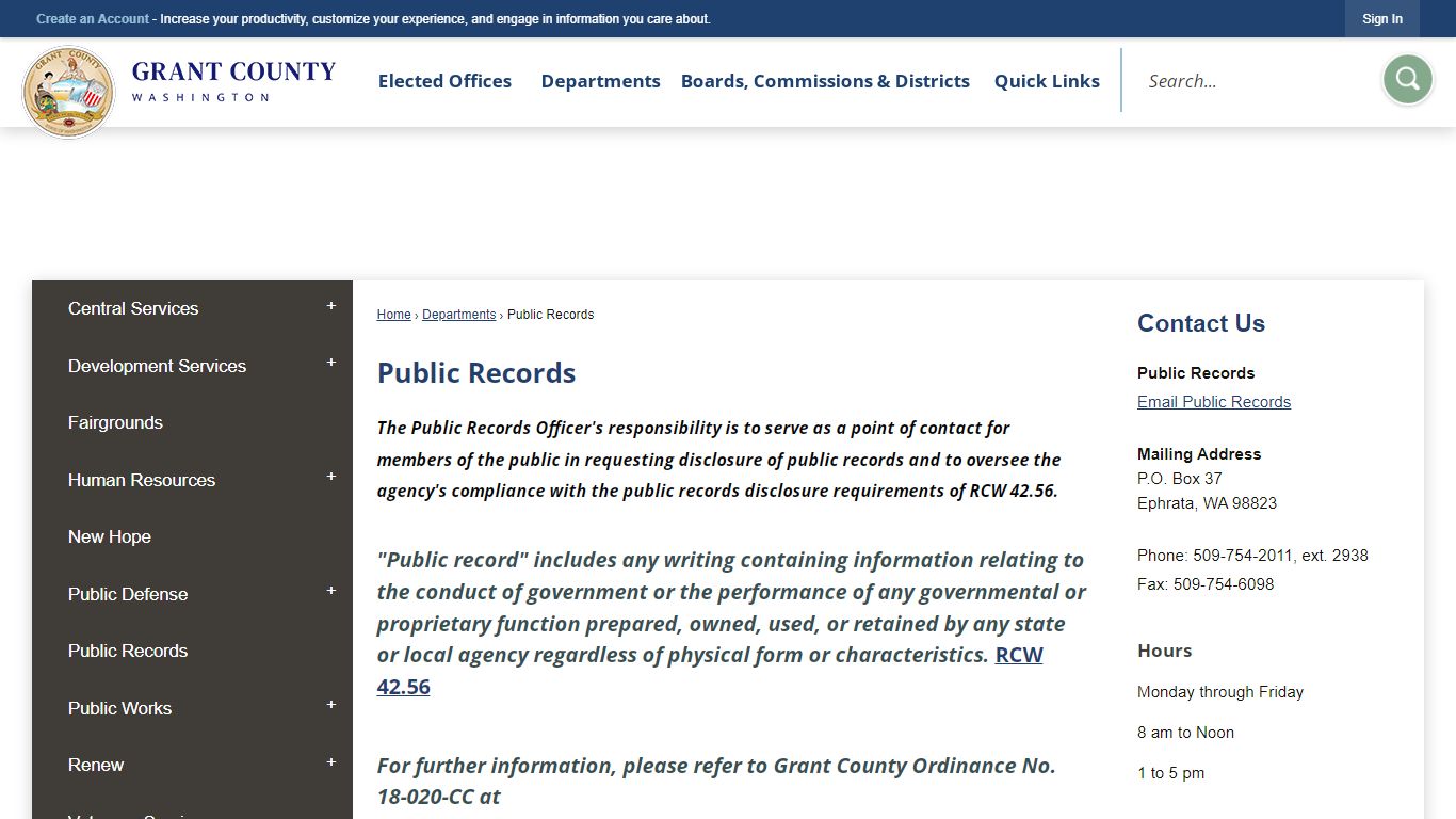 Public Records | Grant County, WA