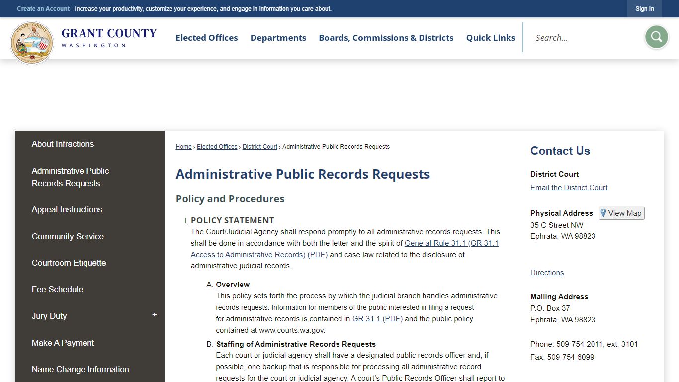 Administrative Public Records Requests | Grant County, WA