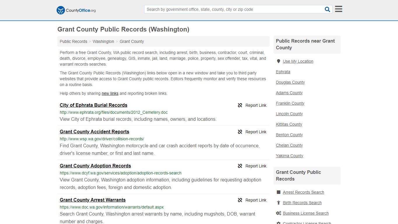 Grant County Public Records (Washington) - County Office