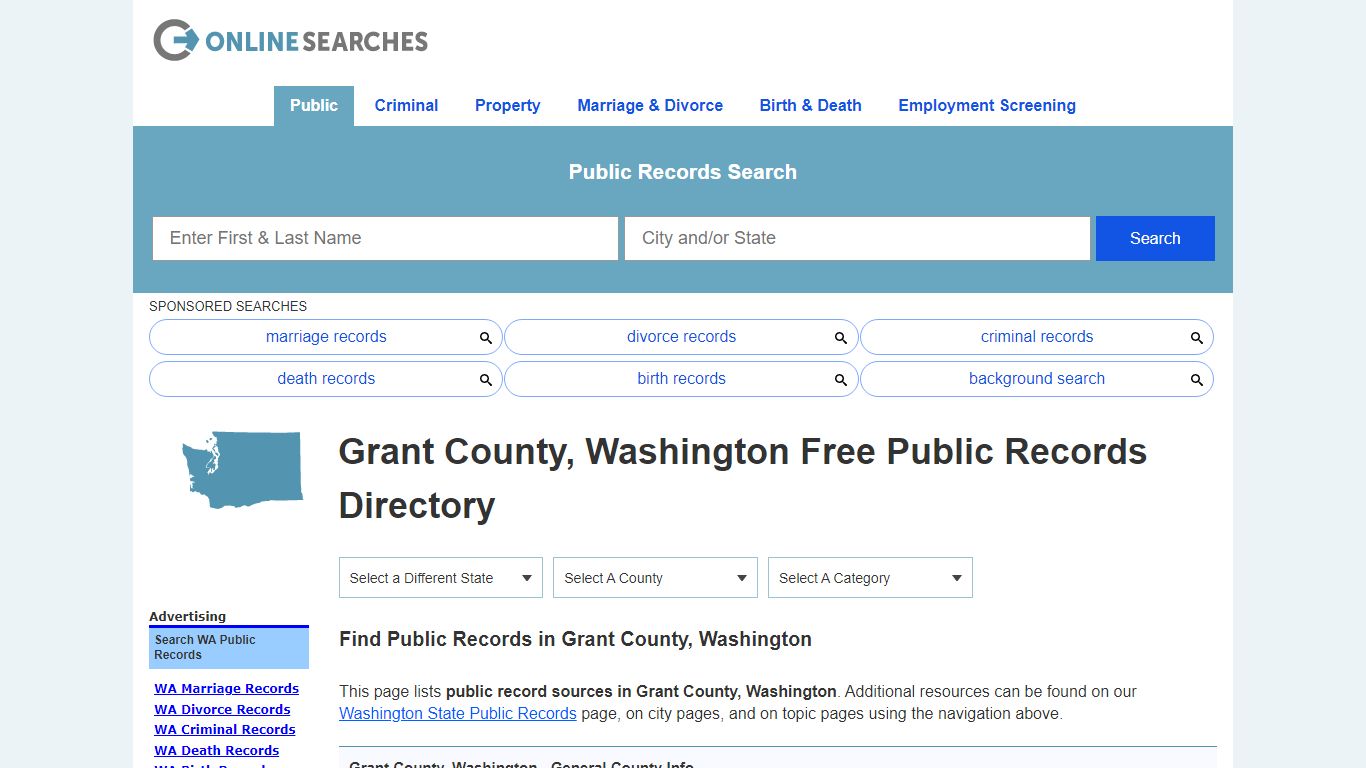 Grant County, Washington Public Records Directory
